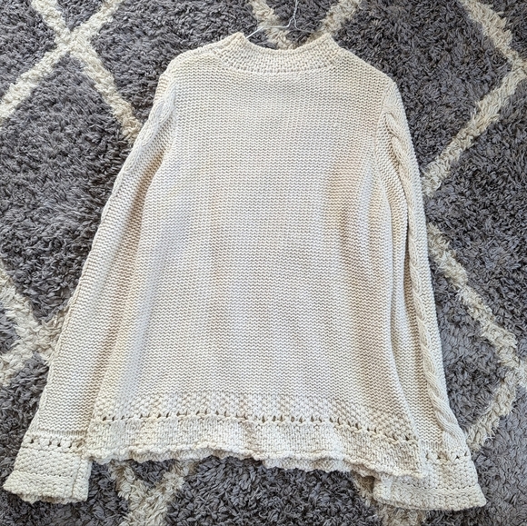 Orvis Chunky Cable Neck Cream Cowl Neck Sweater Size Large - Picture 6 of 8